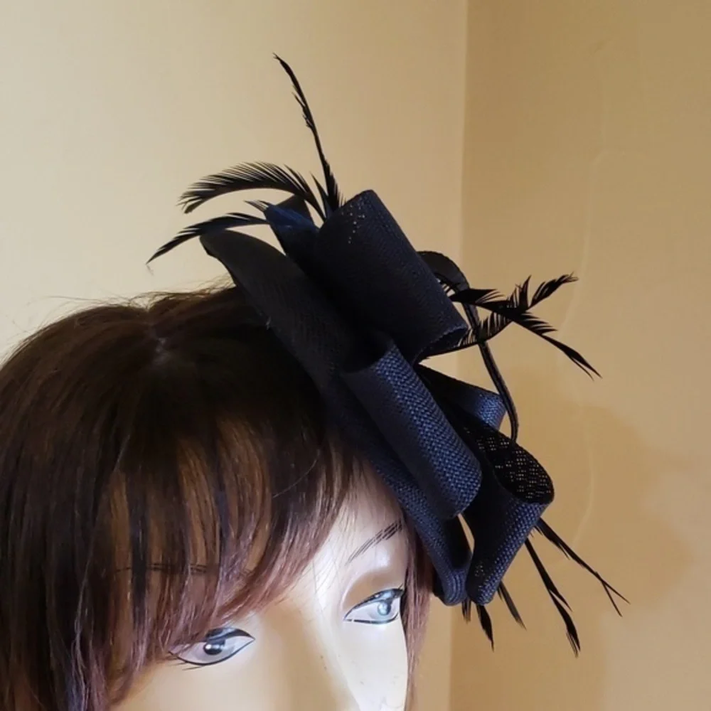 Black  Fascinator W/Clip‎ Hat Church Tea Party Derby Hair Accessories